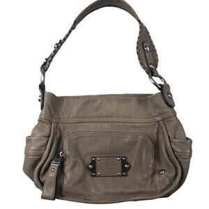 B Makowsky tan leather shoulder bag
